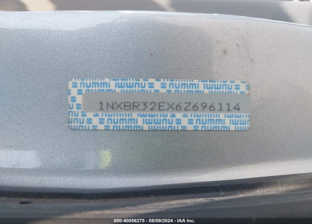 2006 TOYOTA COROLLA LE VIN: 1NXBR32EX6Z696114