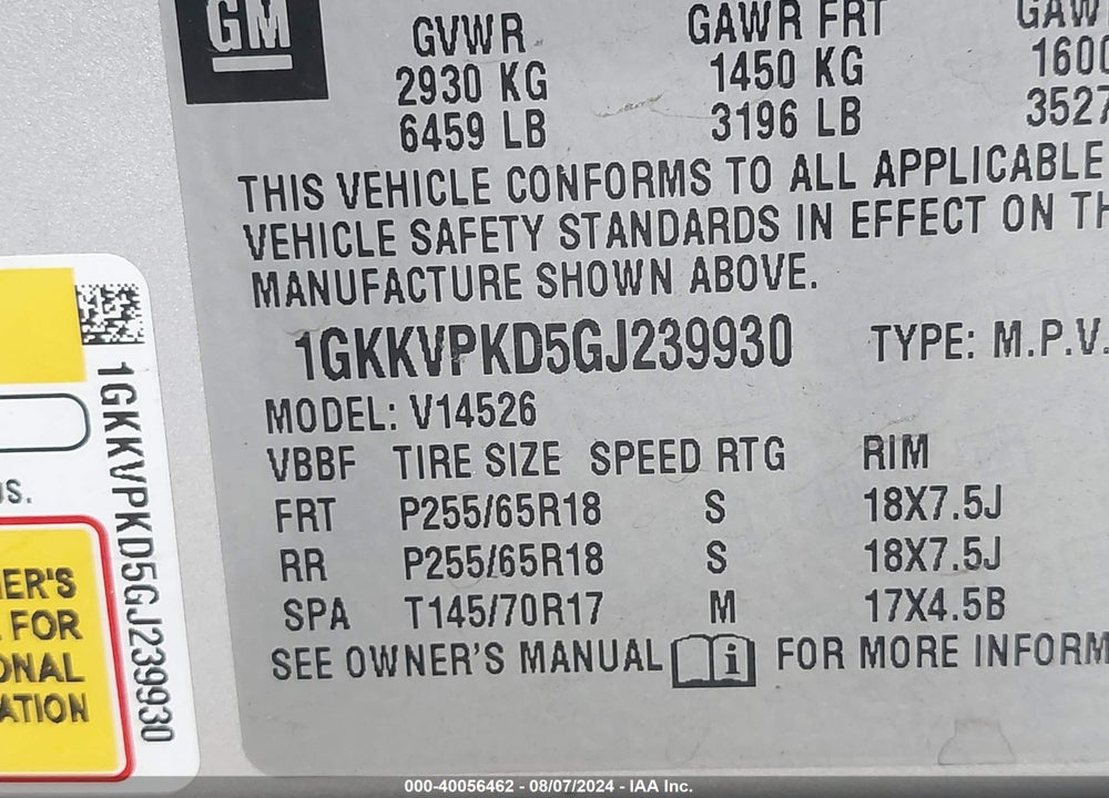 2016 GMC ACADIA SLE-2 VIN: 1GKKVPKD5GJ239930