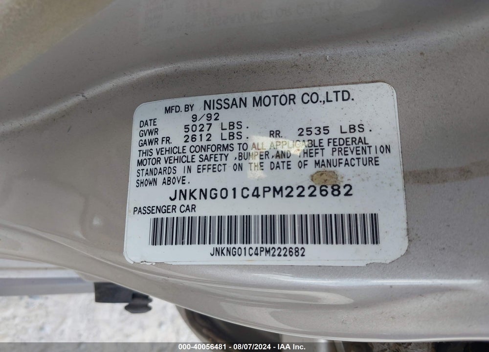 1993 INFINITI Q45 VIN: JNKNG01C4PM222682