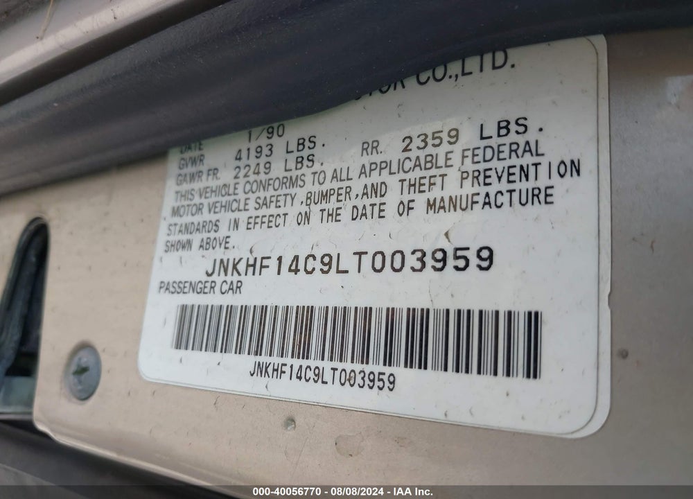 1990 INFINITI M30 VIN: JNKHF14C9LT003959