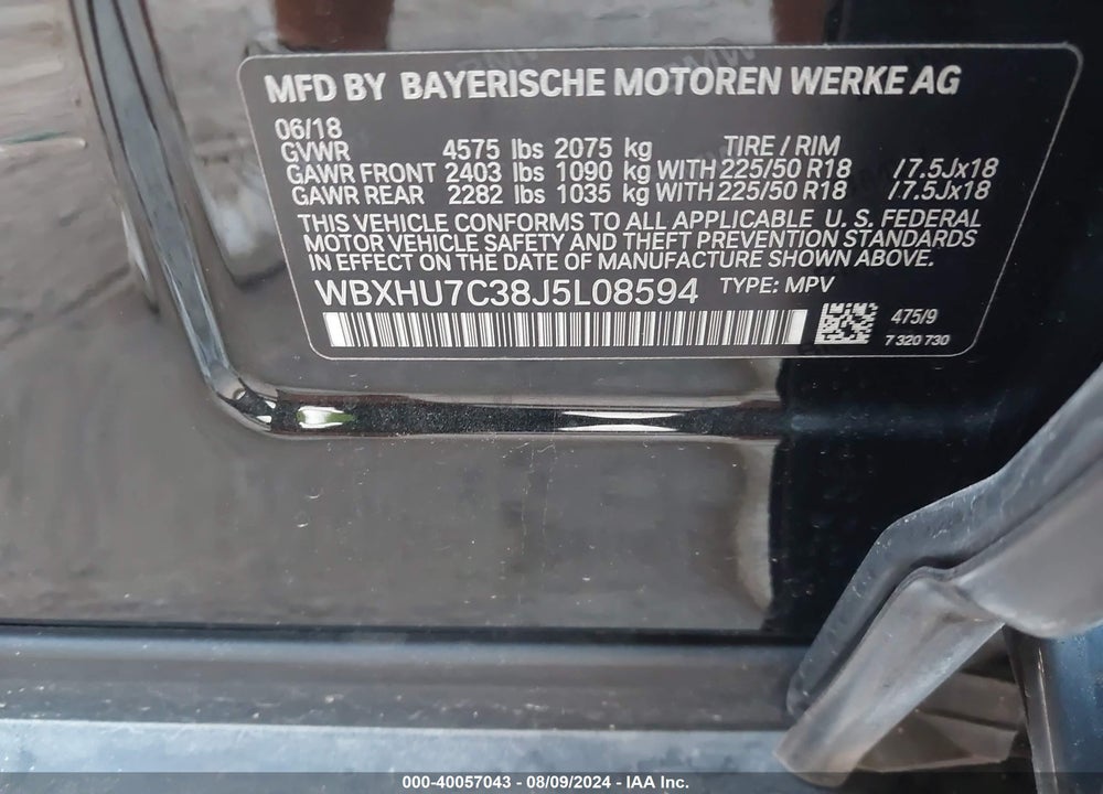2018 BMW X1 SDRIVE28I VIN: WBXHU7C38J5L08594