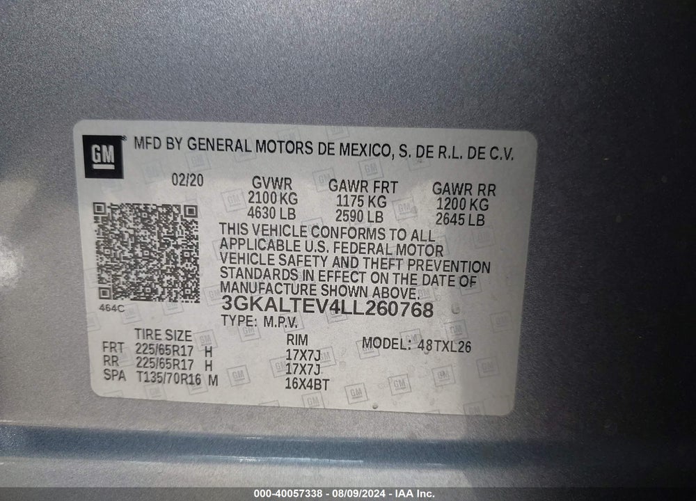 2020 GMC TERRAIN AWD SLE VIN: 3GKALTEV4LL260768