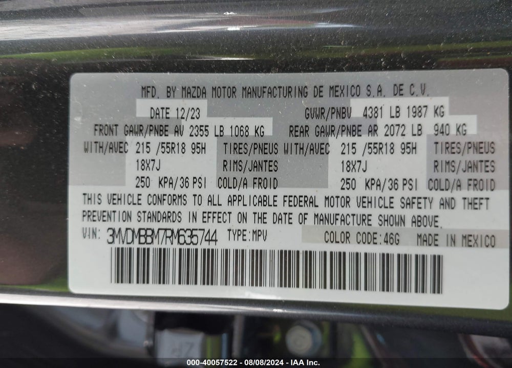 2024 MAZDA CX-30 2.5 S SELECT SPORT VIN: 3MVDMBBM7RM635744