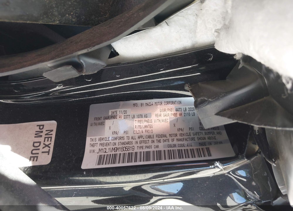 2021 MAZDA MAZDA6 VIN: JM1GL1VM9M1605819