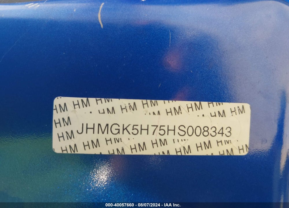 2017 HONDA FIT EX VIN: JHMGK5H75HS008343