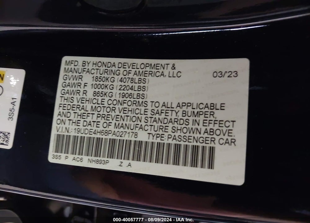 2023 ACURA INTEGRA A-SPEC W/ TECHNOLOGY VIN: 19UDE4H68PA027178