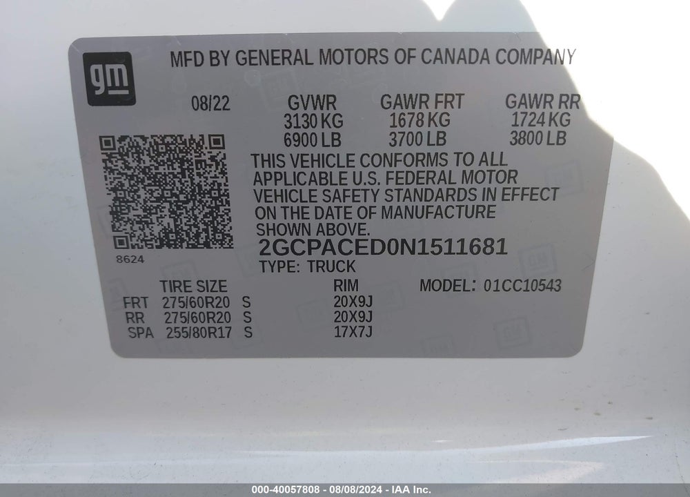 2022 CHEVROLET SILVERADO 1500 2WD SHORT BED LT VIN: 2GCPACED0N1511681