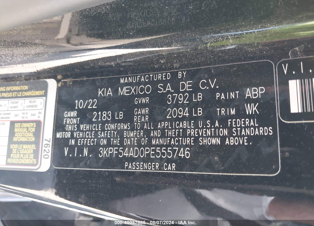 2023 KIA FORTE GT LINE VIN: 3KPF54AD0PE555746