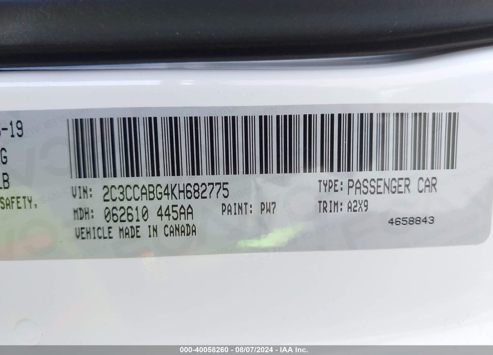 2019 CHRYSLER 300 300S VIN: 2C3CCABG4KH682775