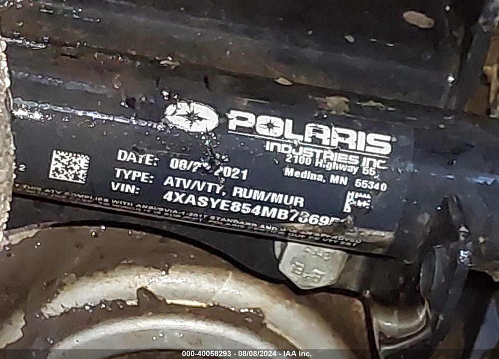 2021 POLARIS SPORTSMAN TOURING 850 VIN: 4XASYE854MB786952