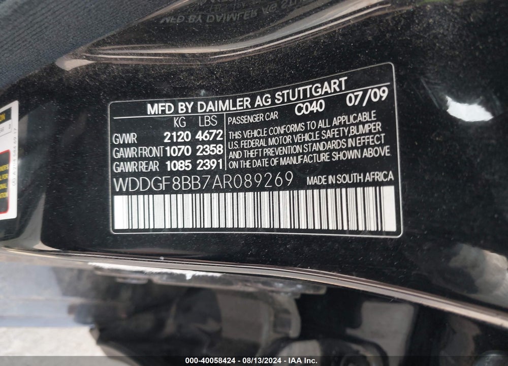 2010 MERCEDES-BENZ C 300 LUXURY 4MATIC/SPORT 4MATIC VIN: WDDGF8BB7AR089269