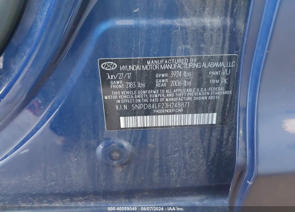 2018 HYUNDAI ELANTRA VALUE EDITION VIN: 5NPD84LF2JH248871