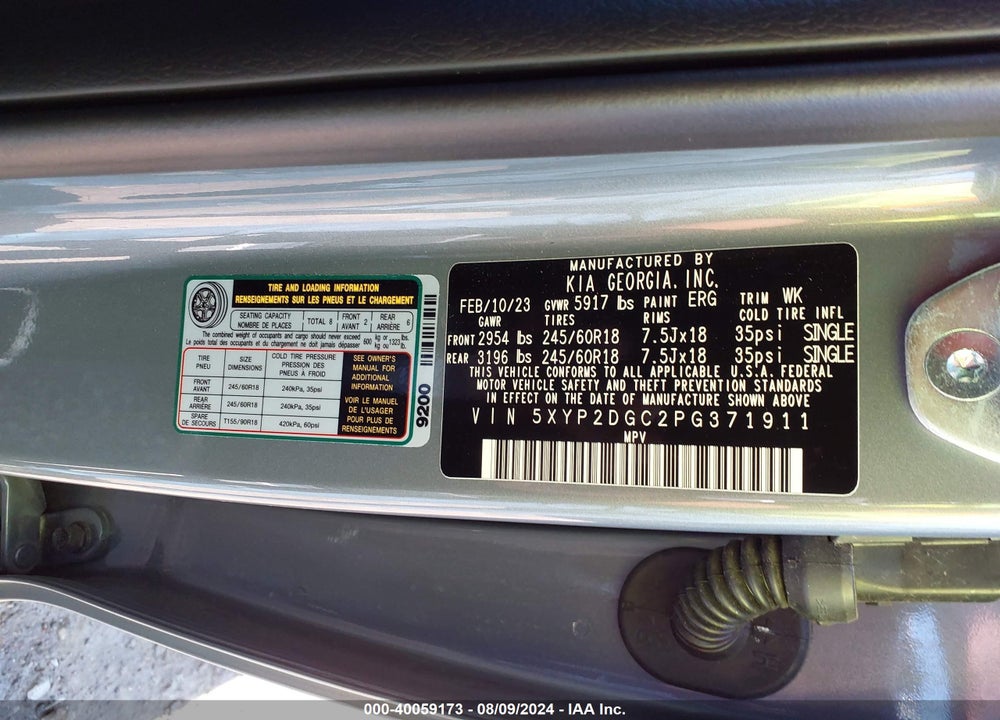 2023 KIA TELLURIDE LX VIN: 5XYP2DGC2PG371911