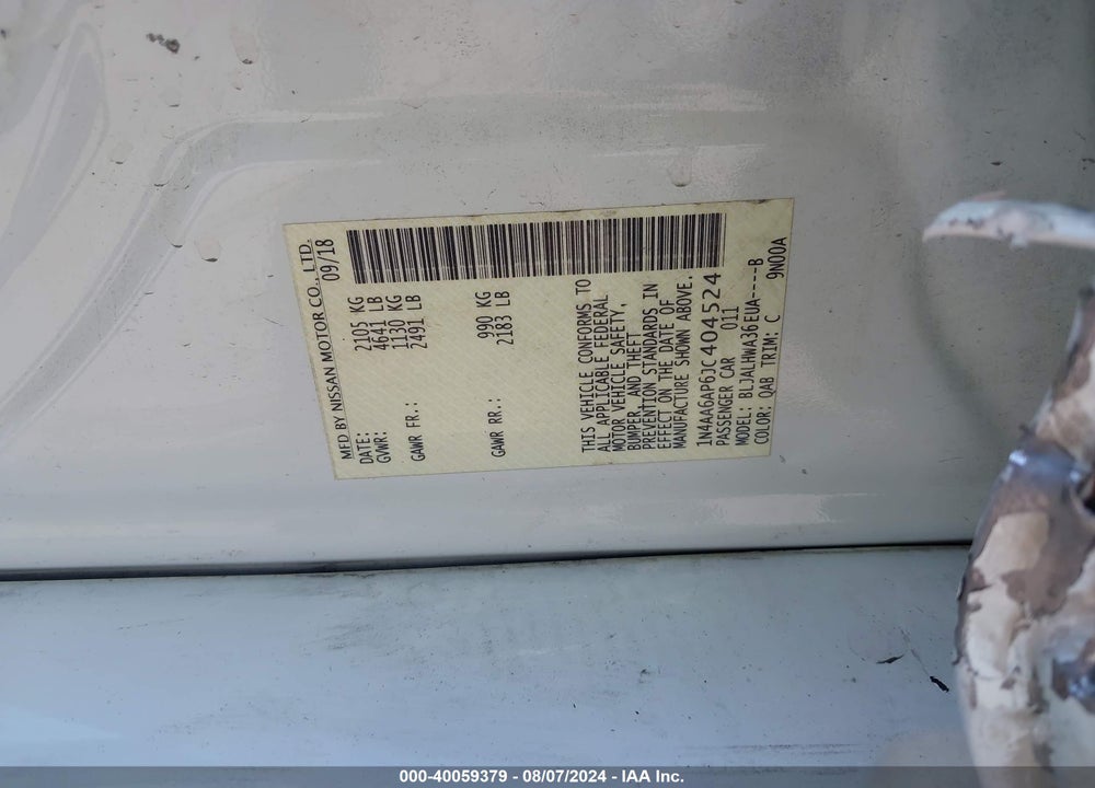 2018 NISSAN MAXIMA 3.5 PLATINUM VIN: 1N4AA6AP6JC404524