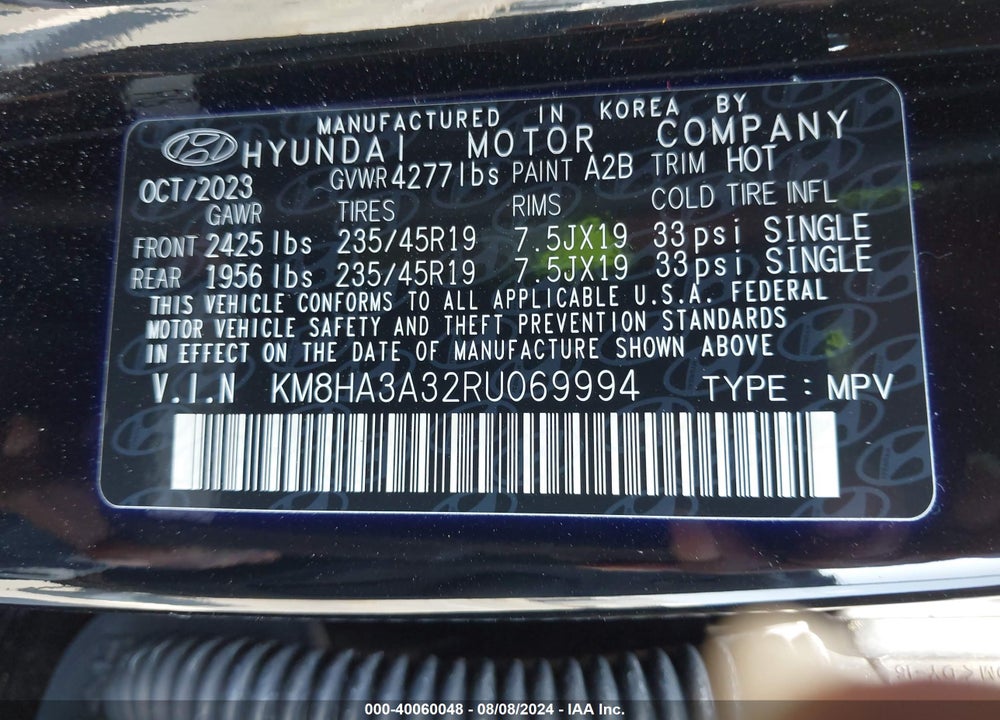 2024 HYUNDAI KONA N LINE VIN: KM8HA3A32RU069994