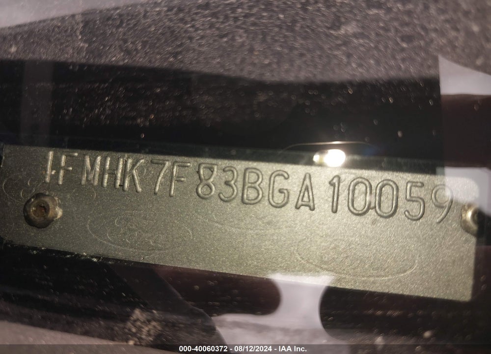 2011 FORD EXPLORER VIN: 1FMHK7F83BGA10059