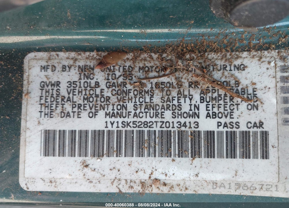 1996 GEO PRIZM LSI VIN: 1Y1SK5282TZ013413