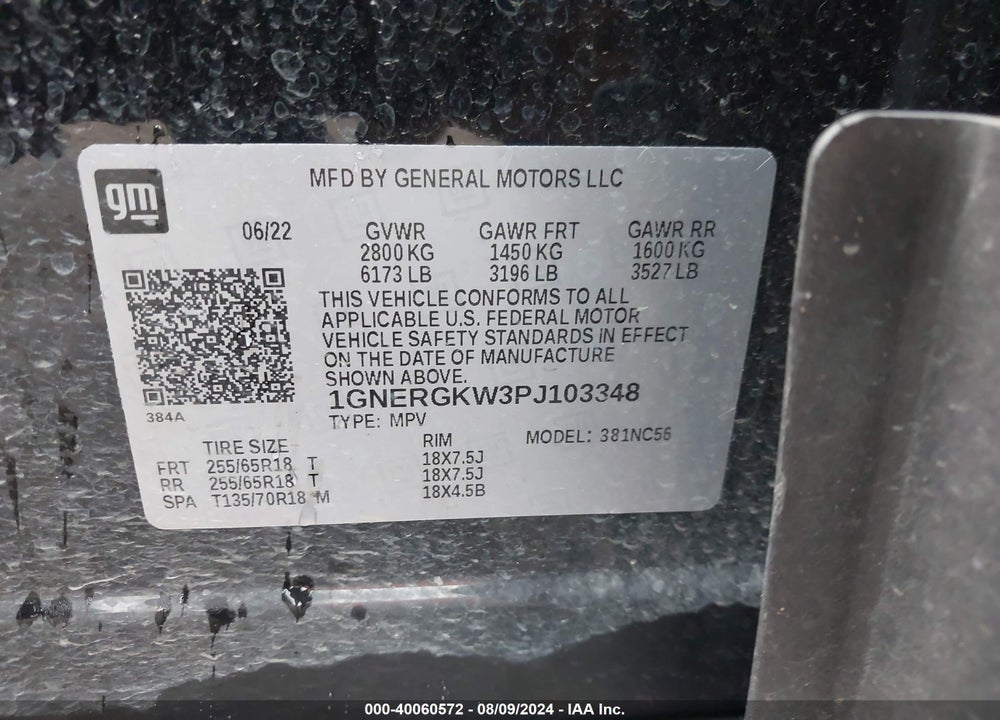 2023 CHEVROLET TRAVERSE FWD LT CLOTH VIN: 1GNERGKW3PJ103348
