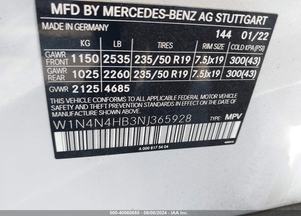 2022 MERCEDES-BENZ GLA 250 4MATIC VIN: W1N4N4HB3NJ365928