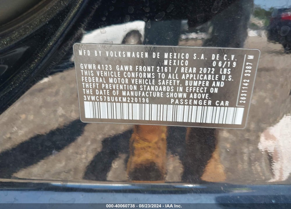 2019 VOLKSWAGEN JETTA 1.4T R-LINE/1.4T S/1.4T SE VIN: 3VWC57BU6KM220196