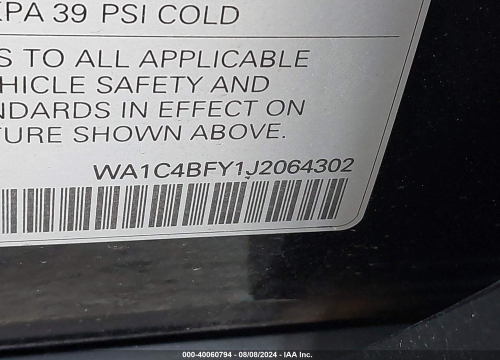 2018 AUDI SQ5 3.0T PREMIUM PLUS VIN: WA1C4BFY1J2064302