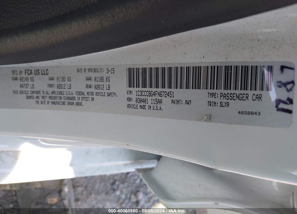 2015 CHRYSLER 200 S VIN: 1C3CCCBG4FN672451