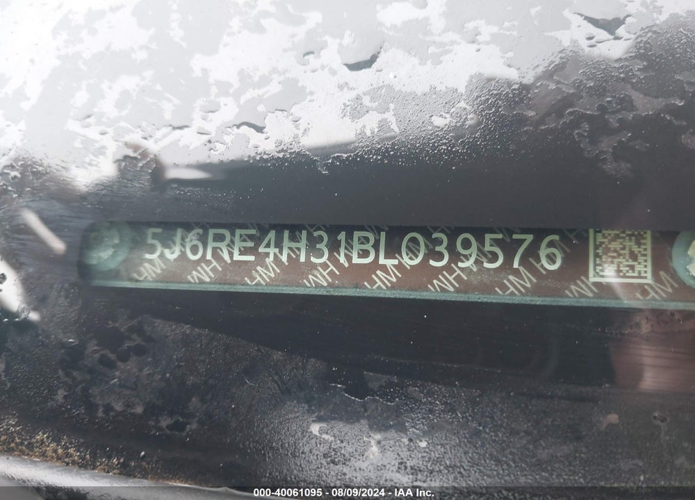2011 HONDA CR-V LX VIN: 5J6RE4H31BL039576