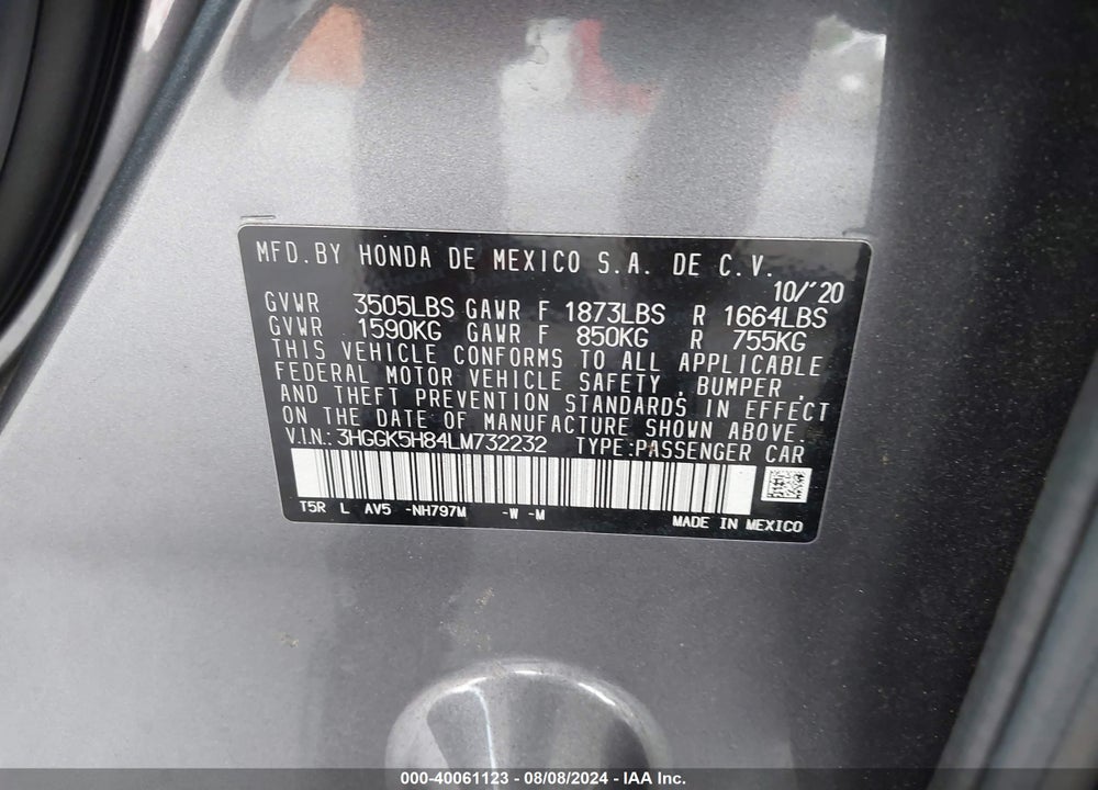 2020 HONDA FIT EX VIN: 3HGGK5H84LM732232