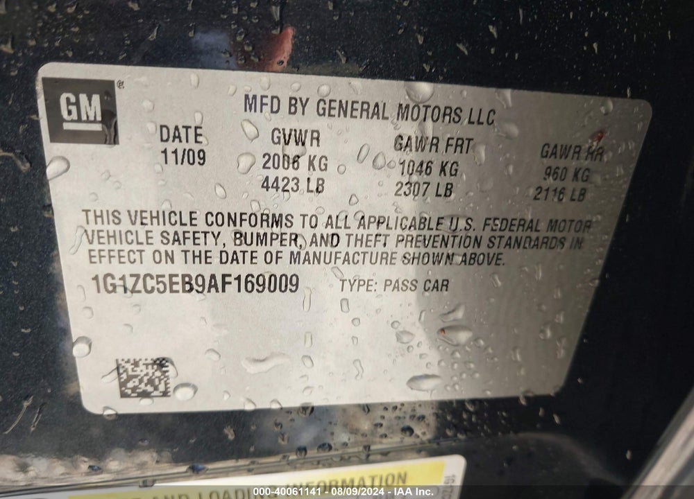 2010 CHEVROLET MALIBU LT VIN: 1G1ZC5EB9AF169009