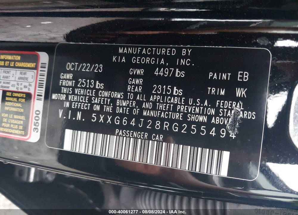 2024 KIA K5 GT LINE VIN: 5XXG64J28RG255494