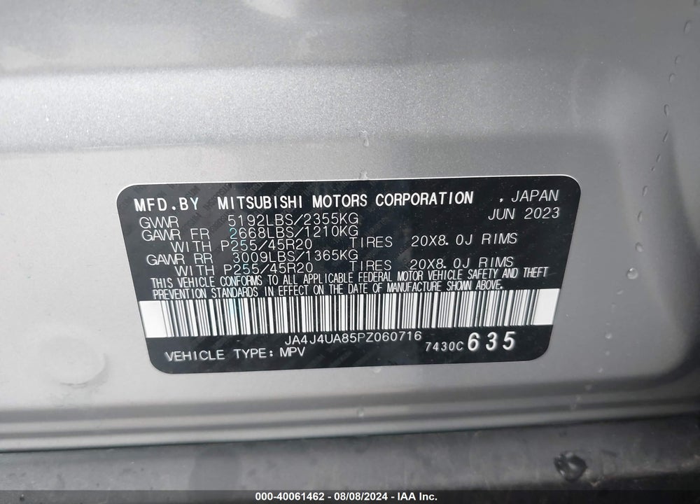 2023 MITSUBISHI OUTLANDER SE 2.5 VIN: JA4J4UA85PZ060716
