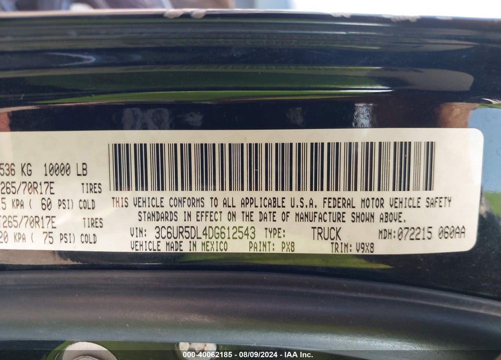 2013 RAM 2500 SLT VIN: 3C6UR5DL4DG612543