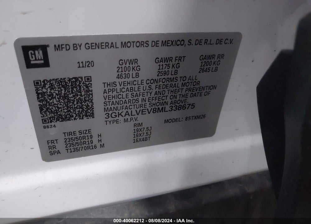 2021 GMC TERRAIN AWD SLT VIN: 3GKALVEV8ML338675