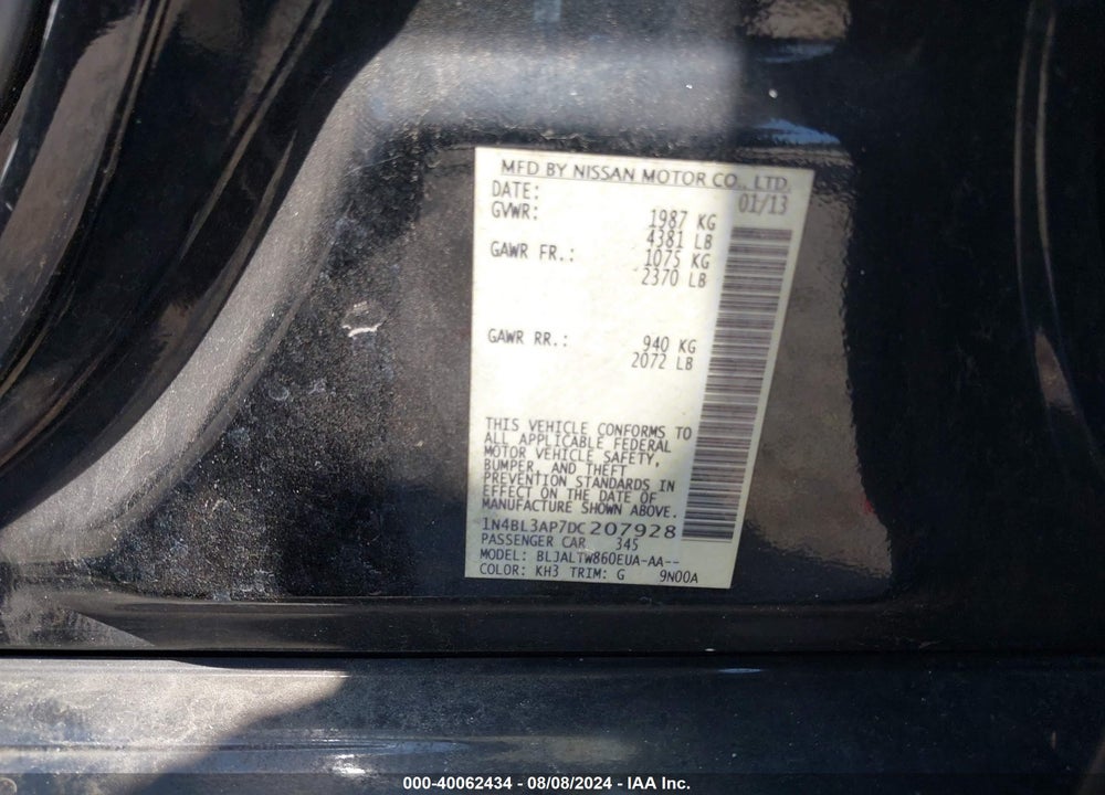2013 NISSAN ALTIMA 3.5 SV VIN: 1N4BL3AP7DC207928