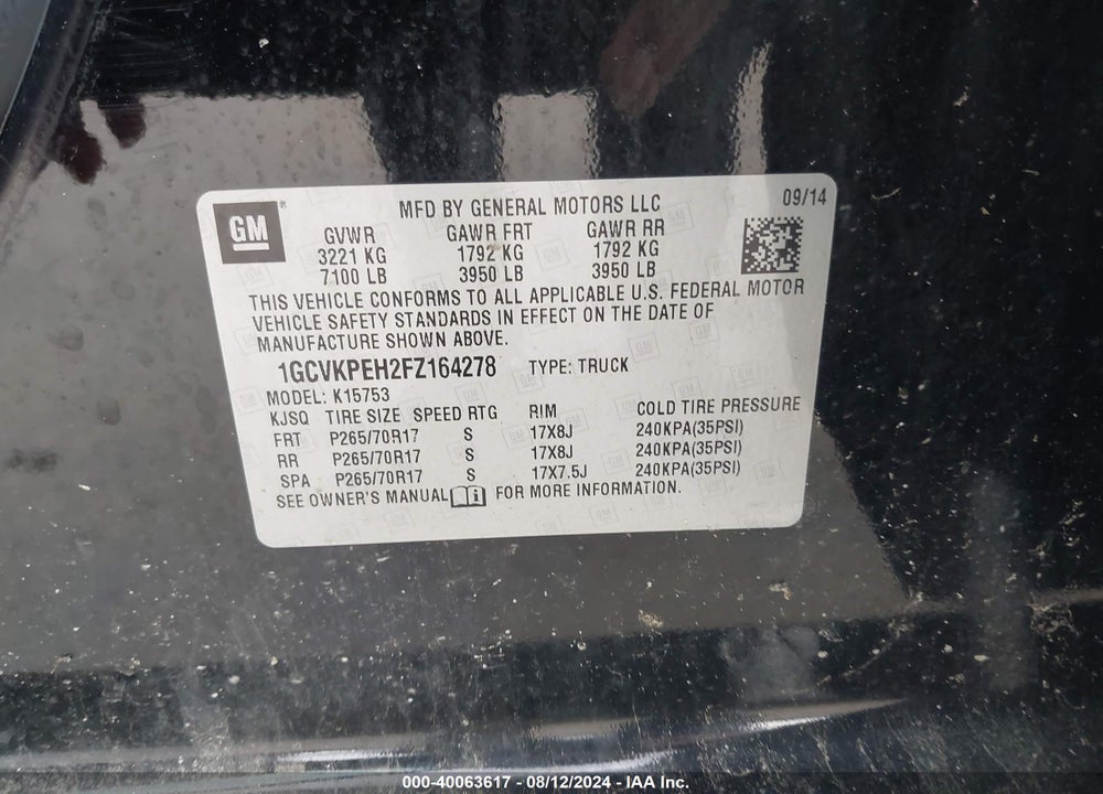 2015 CHEVROLET SILVERADO 1500 WT VIN: 1GCVKPEH2FZ164278