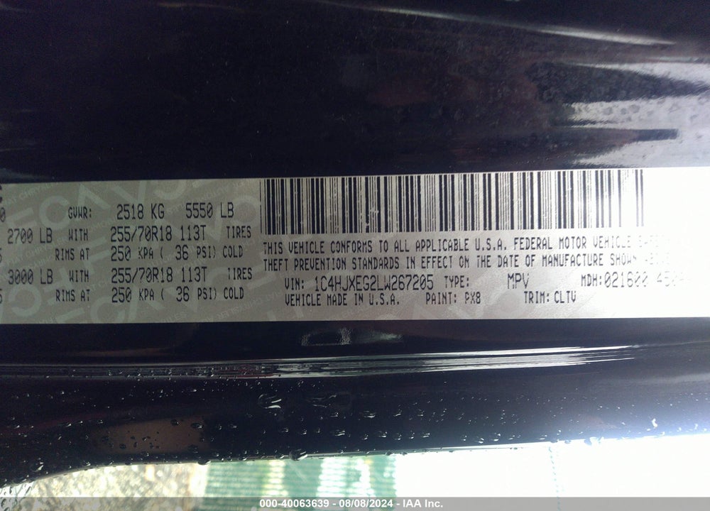 2020 JEEP WRANGLER UNLIMITED SAHARA 4X4 VIN: 1C4HJXEG2LW267205