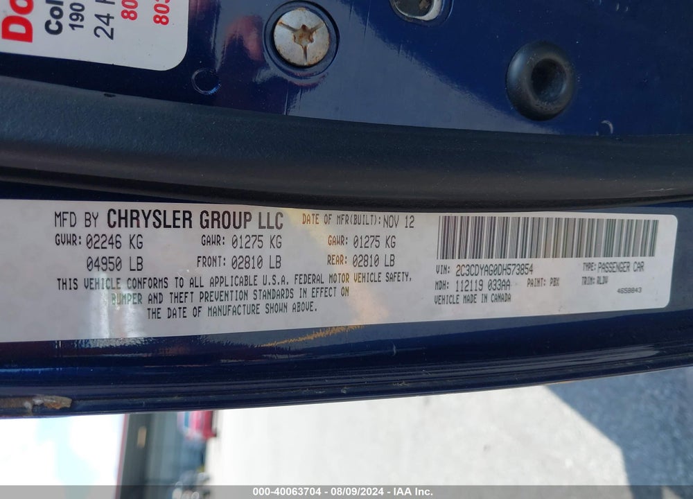 2013 DODGE CHALLENGER SXT PLUS VIN: 2C3CDYAG0DH573854