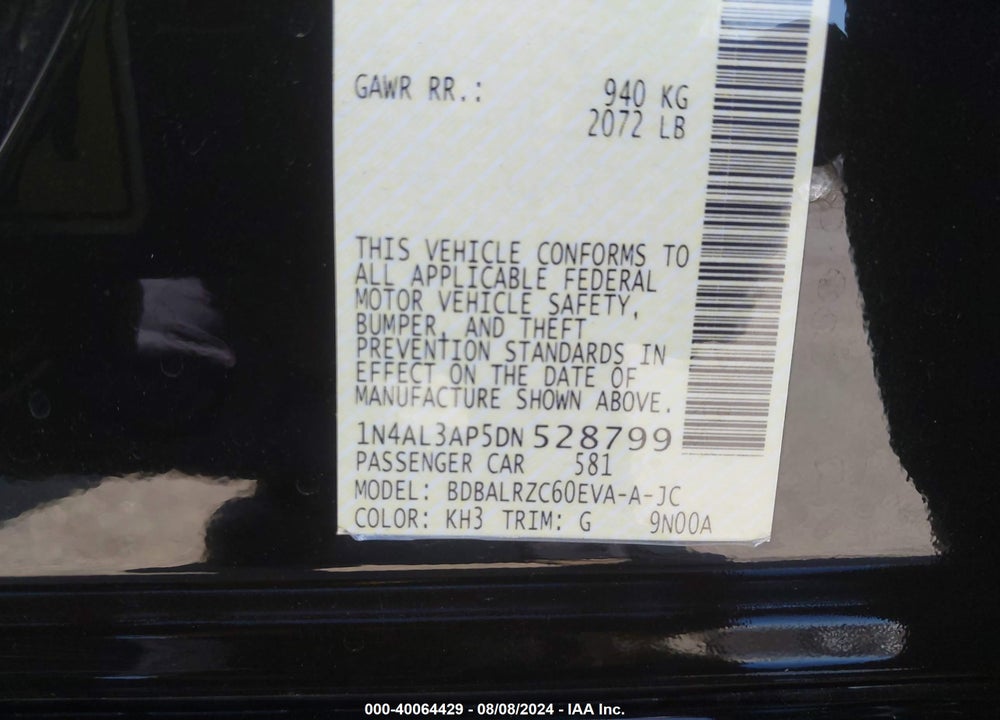 2013 NISSAN ALTIMA 2.5 S VIN: 1N4AL3AP5DN528799