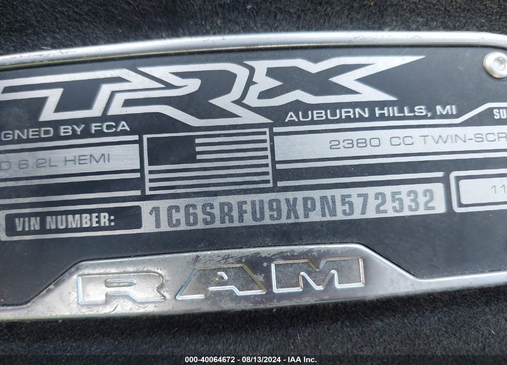 2023 RAM 1500 TRX 4X4 5'7 BOX VIN: 1C6SRFU9XPN572532