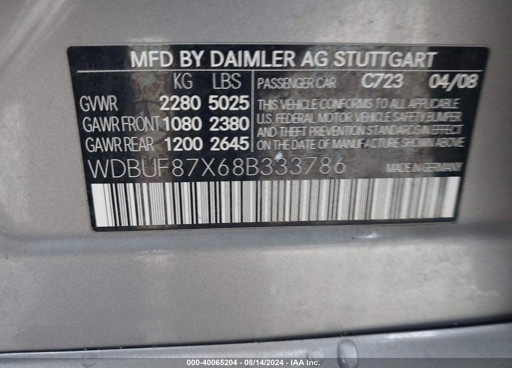 2008 MERCEDES-BENZ E 350 4MATIC VIN: WDBUF87X68B333786