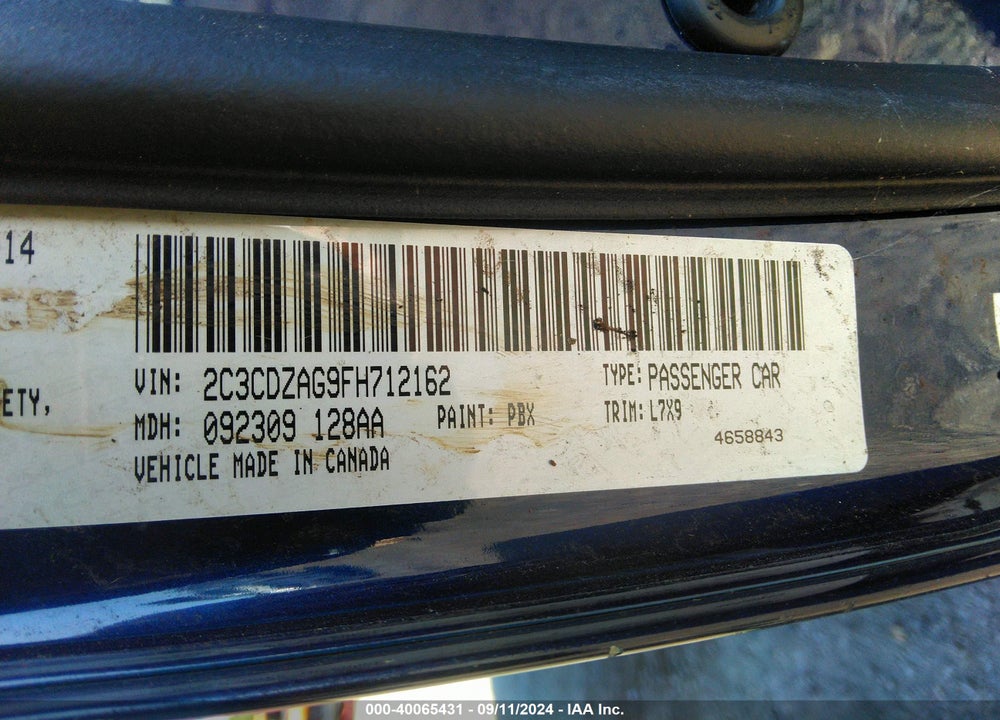 2015 DODGE CHALLENGER SXT VIN: 2C3CDZAG9FH712162