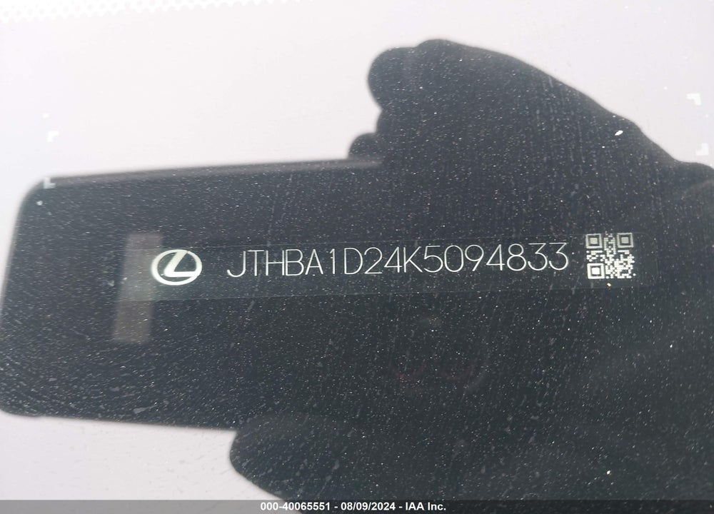 2019 LEXUS IS 300 VIN: JTHBA1D24K5094833