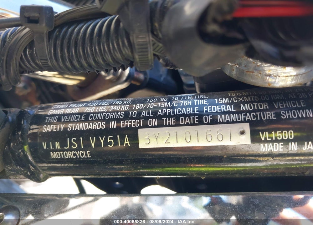2000 SUZUKI VL1500 VIN: JS1VY51A3Y2101661