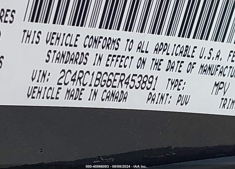 2014 CHRYSLER TOWN & COUNTRY TOURING VIN: 2C4RC1BG6ER453891