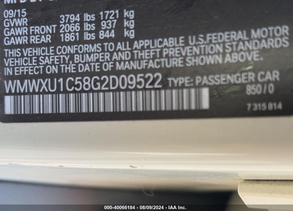 2016 MINI HARDTOP COOPER VIN: WMWXU1C58G2D09522