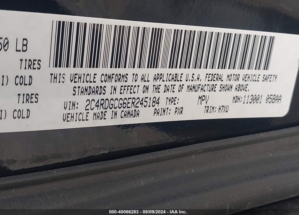 2014 DODGE GRAND CARAVAN SXT VIN: 2C4RDGCG6ER245184