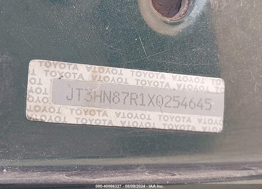 1999 TOYOTA 4RUNNER LIMITED V6 VIN: JT3HN87R1X0254645