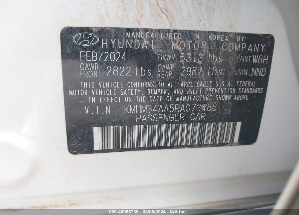 2024 HYUNDAI IONIQ 6 SEL VIN: KMHM34AA5RA073486