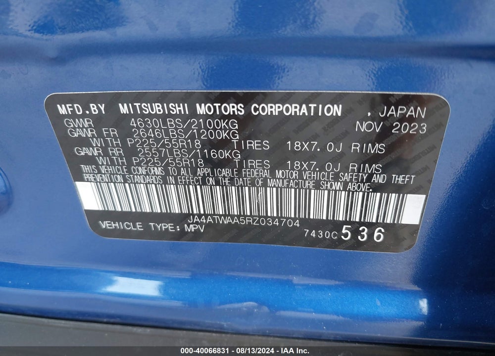 2024 MITSUBISHI ECLIPSE CROSS SE S-AWC VIN: JA4ATWAA5RZ034704