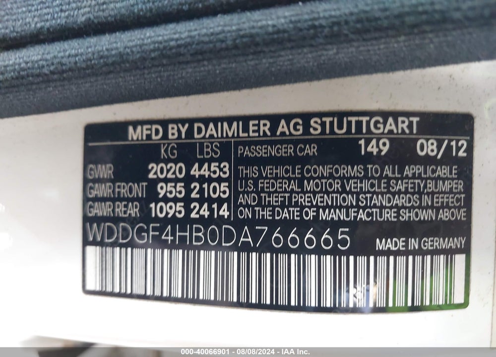 2013 MERCEDES-BENZ C 250 LUXURY/SPORT VIN: WDDGF4HB0DA766665